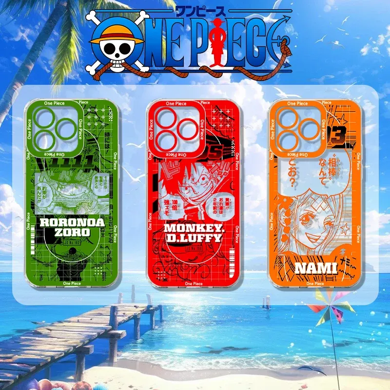 Coque transparente O-One Piece Monkey D. Luffy Roronoa Zoro Nami pour iPhone 14 15 16 17 Pro Max Air 17E 12 13 11 ProMax